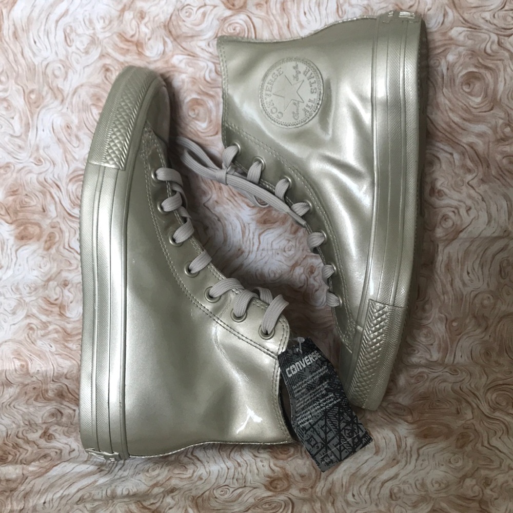 NEW golden hi-top converse - Picture 2 of 6